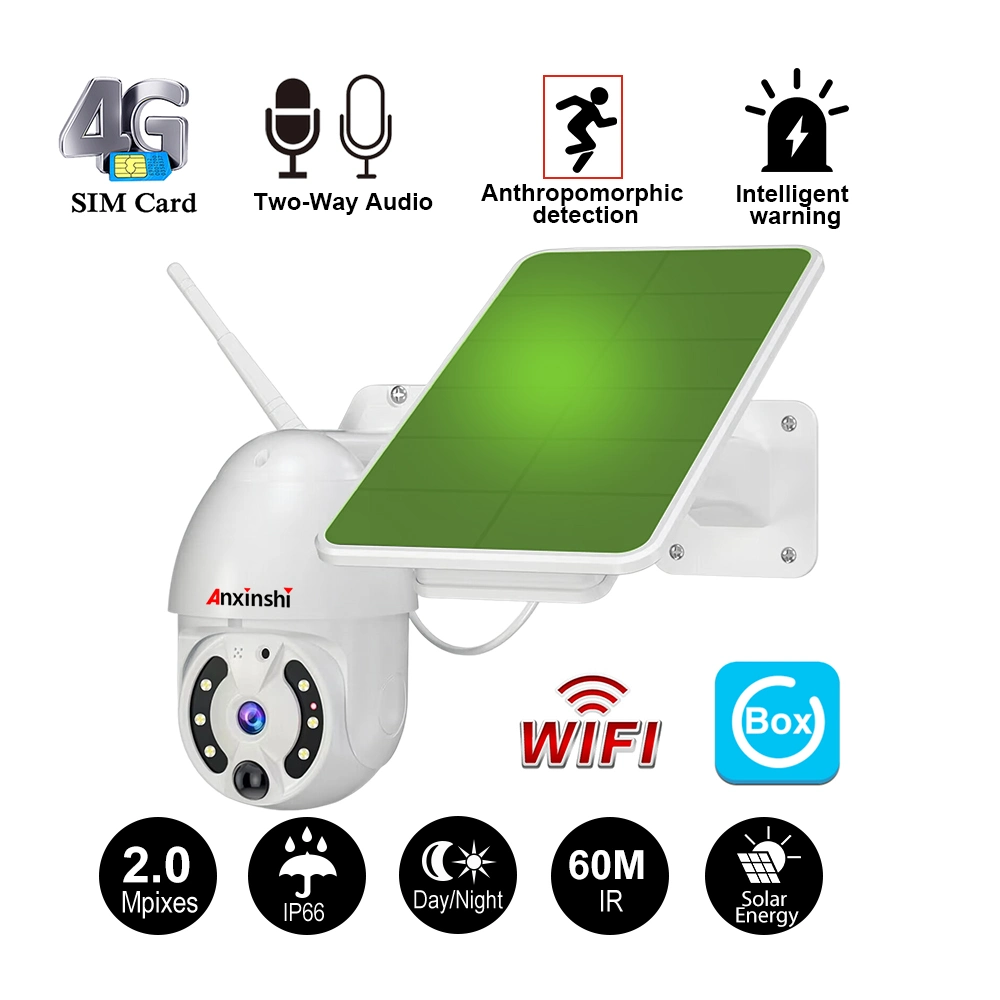 4G SIM Card 2MP HD Low Power Consumption Solar Panel Outdoor Monitoring PTZ Camera Two-Way Audio