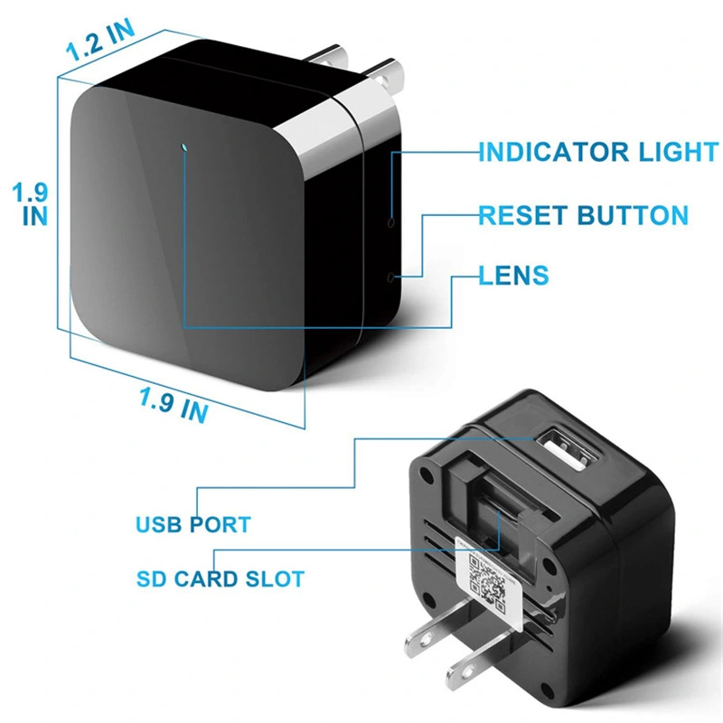 A8 USB Wall Charger Adapter Camera 1080P Mini WiFi IP Camera AC Power Socket Plug Camera Cam (wc001A8)