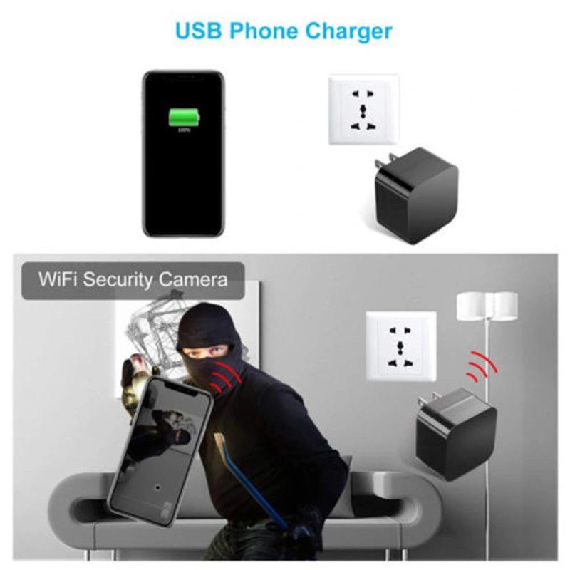 A8 USB Wall Charger Adapter Camera 1080P Mini WiFi IP Camera AC Power Socket Plug Camera Cam (wc001A8)