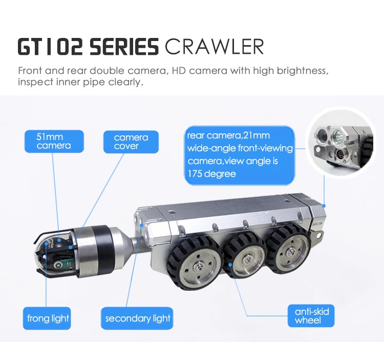 360 Degree Rotate Waterproof Pipe Inspection Camera Crawler Robot CCTV System